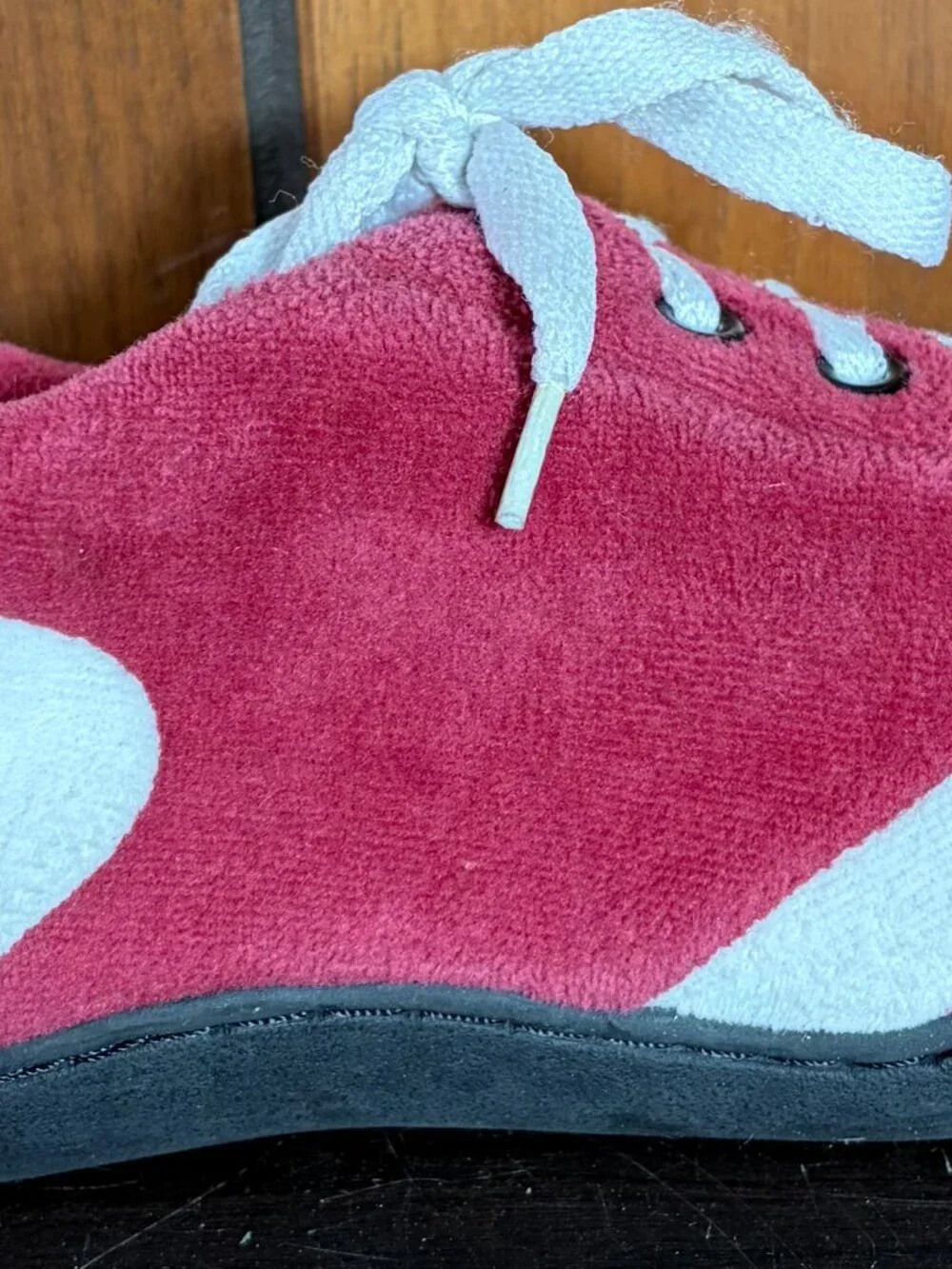 Comfy Feet Alabama Crimson Tide Velour Indoor/Outdoor Lace Slippers Mens Sz 7-8